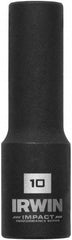 Irwin - 3/8" Drive 10mm Deep Thin Wall Impact Socket - 6 Points, 2-1/2" OAL - Top Tool & Supply