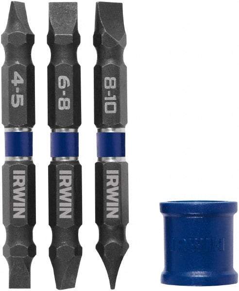 Irwin - 4 Piece, Slotted Handle, Double End Bit Set - Top Tool & Supply