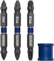 Irwin - 4 Piece, Phillips Handle, Double End Bit Set - No. 1 to No. 3 Phillips - Top Tool & Supply