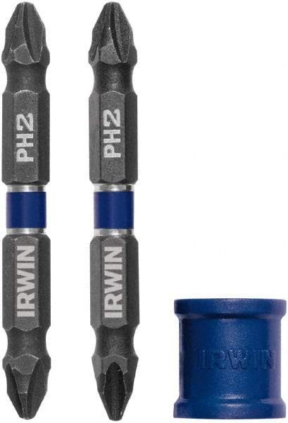 Irwin - 3 Piece, Phillips Handle, Double End Bit Set - No. 2 Phillips - Top Tool & Supply