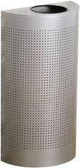 Rubbermaid - 12 Gal Silver Half-Round Decorative Waste Receptacle With Top - Steel, 32" High x 18" Wide - Top Tool & Supply