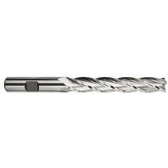 7/8 Dia. x 7-1/4 Overall Length 4-Flute Square End High Speed Steel SE End Mill-Round Shank-Center Cutting -TiN - Top Tool & Supply