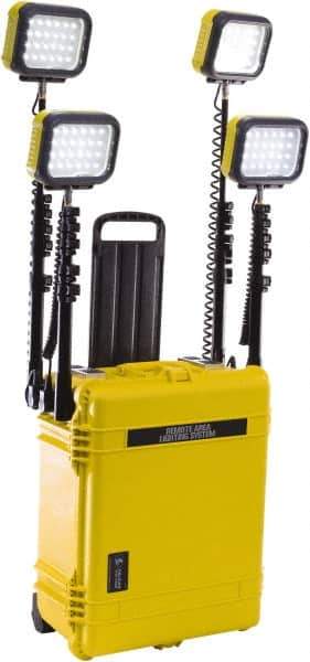 Pelican Products, Inc. - 12 Volt, 93 Watt, Electric, LED Portable Floor Work Light - 13.78" Cord, 4 Heads, 12,000 Lumens, Polypropylene, 24.83" Long x 19.57" Wide x 11.93" High - Top Tool & Supply