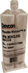 Plexus - 25 mL Cartridge Two Part Adhesive - 3 to 6 min Working Time, 3,000 to 3,600 psi Shear Strength, Series MA 300 - Top Tool & Supply