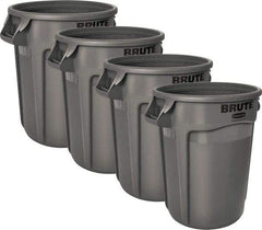 Rubbermaid - 32 Gal Gray Round (4) 32 Gal Brute Containers - Polyethylene, 27.77" High - Top Tool & Supply