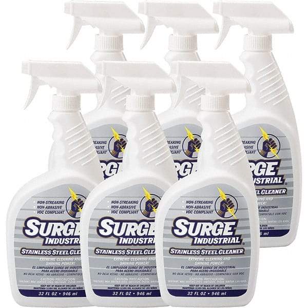 Surge Industrial - 32 fl oz Liquid Stainless Steel Cleaner - Unscented, Spray Bottle Container - Top Tool & Supply