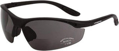 CrossFire - +2, Smoke Gray Lenses, Scratch Resistant, Framed Magnifying Safety Glasses - UV Protection, Black Frame - Top Tool & Supply