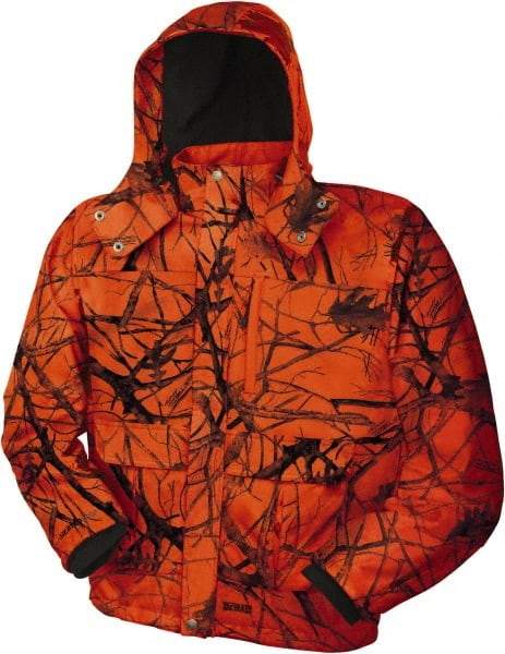 DeWALT - Size L Heated & Cold Weather Jacket - Camo Blaze, Polyester, Zipper Closure - Top Tool & Supply