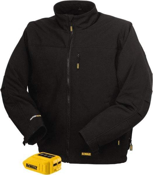 DeWALT - Size M Heated & Cold Weather Jacket - Black, Polyester, Zipper Closure, 46" Chest - Top Tool & Supply