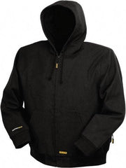 DeWALT - Size L Heated & Cold Weather Jacket - Black, Cotton, Zipper Closure, 50" Chest - Top Tool & Supply