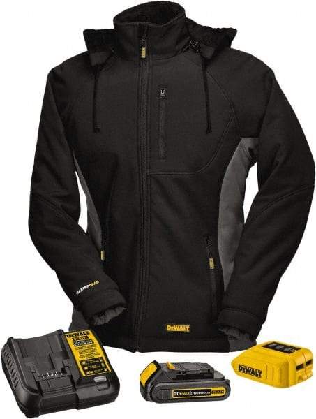 DeWALT - Size 3XL Heated & Cold Weather Jacket - Black, Polyester, Zipper Closure, 46" Chest - Top Tool & Supply