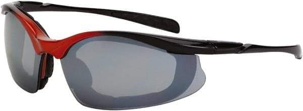 CrossFire - Silver Mirror Lenses, Framed Safety Glasses - Scratch Resistant, Black Frame, Size Universal, Wrap Around - Top Tool & Supply