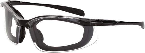 CrossFire - Clear Lenses, Framed Safety Glasses - Anti-Fog, Crystal Black Frame, Size Universal, Wrap Around - Top Tool & Supply