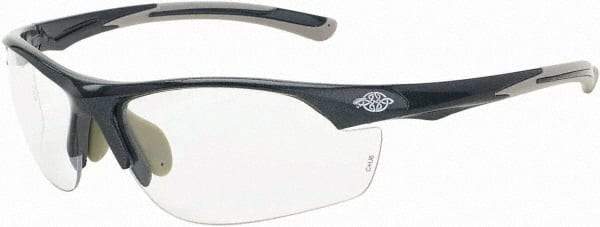 CrossFire - Clear Lenses, Framed Safety Glasses - Scratch Resistant, Gray Frame, Size Universal, Wrap Around - Top Tool & Supply