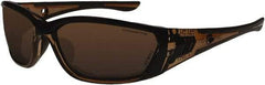 CrossFire - Brown Lenses, Framed Safety Glasses - Anti-Fog, Crystal Brown Frame, Size Universal, Wrap Around - Top Tool & Supply