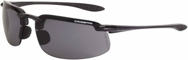 CrossFire - Smoke Lenses, Framed Safety Glasses - Scratch Resistant, Crystal Black Frame, Size Universal, Wrap Around - Top Tool & Supply