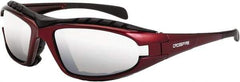 CrossFire - Silver Mirror Lenses, Framed Safety Glasses - Scratch Resistant, Red Frame, Size Universal, Wrap Around - Top Tool & Supply