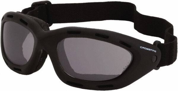 CrossFire - Smoke Lenses, Framed Safety Glasses - Anti-Fog, Black Frame, Size Universal, Wrap Around - Top Tool & Supply