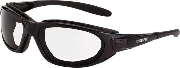 CrossFire - Clear Lenses, Framed Safety Glasses - Anti-Fog, Crystal Black Frame, Size Universal, Wrap Around - Top Tool & Supply