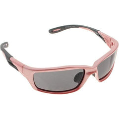 CrossFire - Dark Smoke Lenses, Framed Safety Glasses - Scratch Resistant, Pink Frame, Secure Fit Temples, Universal Size, Wrap Around Frame - Top Tool & Supply