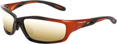 CrossFire - Gold Mirror Lenses, Framed Safety Glasses - Scratch Resistant, Orange/Black Frame, Size Universal, Wrap Around - Top Tool & Supply