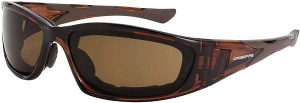 CrossFire - Brown Lenses, Framed Safety Glasses - Anti-Fog, Crystal Brown Frame, Size Universal, Wrap Around - Top Tool & Supply