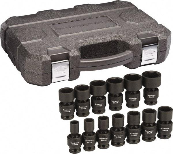 GearWrench - 13 Piece 1/2" Drive Universal Standard Impact Socket Set - 6 Points, 1/2 to 1-1/4", Inch Measurement Standard - Top Tool & Supply