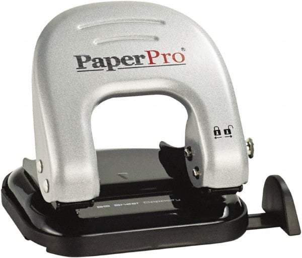 PaperPro - Paper Punches Type: 20 Sheet Manual Two Hole Punch Color: Black/Silver - Top Tool & Supply