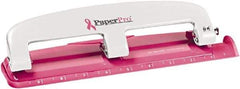 PaperPro - Paper Punches Type: 12 Sheet Manual Three Hole Punch Color: Pink - Top Tool & Supply