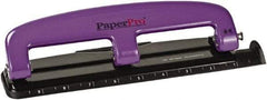 PaperPro - Paper Punches Type: 12 Sheet Manual Three Hole Punch Color: Purple/Black - Top Tool & Supply