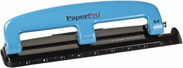 PaperPro - Paper Punches Type: 12 Sheet Manual Three Hole Punch Color: Blue/Black - Top Tool & Supply