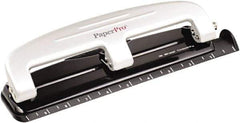 PaperPro - Paper Punches Type: 12 Sheet Manual Three Hole Punch Color: Black/Gray - Top Tool & Supply