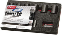 Ability One - 11 Piece 3/8" Drive Impact Socket Set - 6 Points, 3/8" to 1" Range, Inch Measurement Standard - Top Tool & Supply