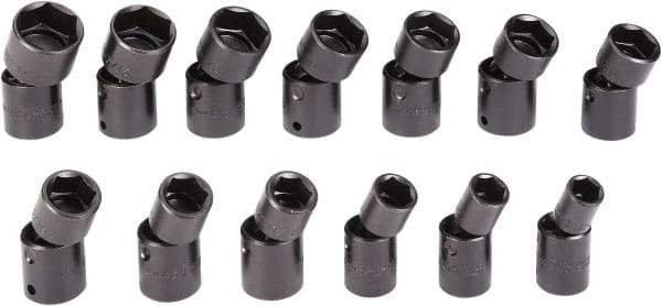 Proto - 13 Piece 1/2" Drive Black Finish Impact Socket Set - 6 Points, 1/2" to 1-1/4" Range, Inch Measurement Standard - Top Tool & Supply