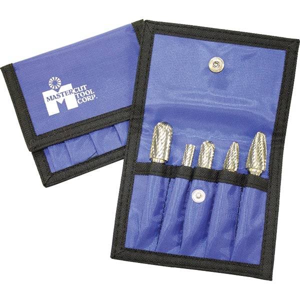 Made in USA - 5 Piece, 6mm Shank Burr Set - Multiple Head Shapes, Solid Carbide, 6° Included Angle - Top Tool & Supply