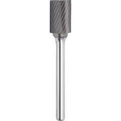 Made in USA - 8mm Cut Diam, 0.2362" Shank Diam, Carbide Single Cut Cylinder Burr with End Cut - Top Tool & Supply