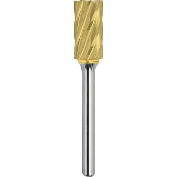 Made in USA - 6.3mm Cut Diam, 0.1181" Shank Diam, Cylinder with End Cut Head Aluma Cut Burr - Carbide, 4.7mm LOC, 43mm OAL - Top Tool & Supply