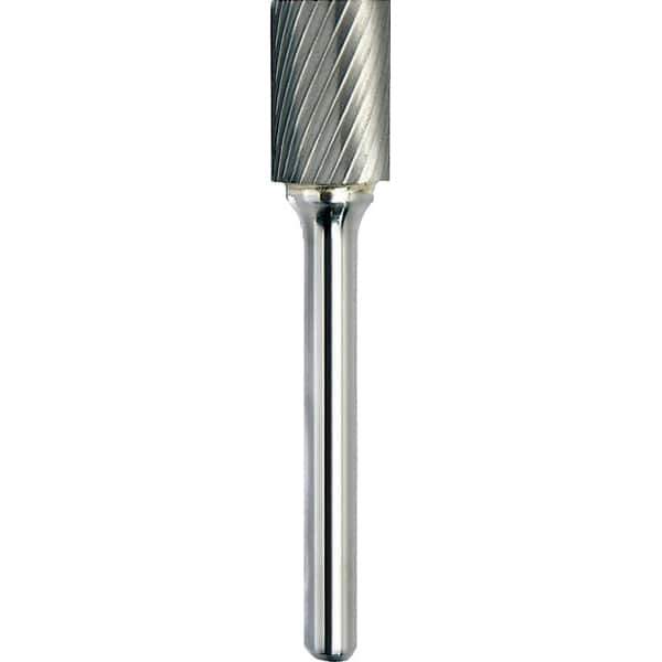 Made in USA - 5/16" Cut Diam, 1/4" Shank Diam, Cylinder Head Single Cut Burr - Carbide, 1" LOC, 2-3/4" OAL - Top Tool & Supply