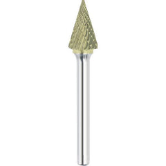 Made in USA - 3mm Cut Diam, 0.1181" Shank Diam, Cone Head Double Cut Burr - Carbide, 11mm LOC, 75mm OAL - Top Tool & Supply