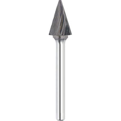 Made in USA - 6mm Cut Diam, 0.2362" Shank Diam, Cone Head Single Cut Burr - Carbide, 19mm LOC, 50mm OAL - Top Tool & Supply