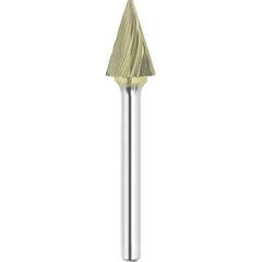 Made in USA - 3mm Cut Diam, 0.1181" Shank Diam, Cone Head Single Cut Burr - Carbide, 11mm LOC, 50mm OAL - Top Tool & Supply