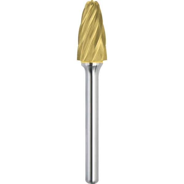 Made in USA - 1/2" Cut Diam, 0.2362" Shank Diam, Cone Head Aluma Cut Burr - Carbide, 28.5mm LOC, 73mm OAL - Top Tool & Supply