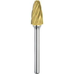 Made in USA - 1/2" Cut Diam, 0.2362" Shank Diam, Cone Head Aluma Cut Burr - Carbide, 28.5mm LOC, 73mm OAL - Top Tool & Supply