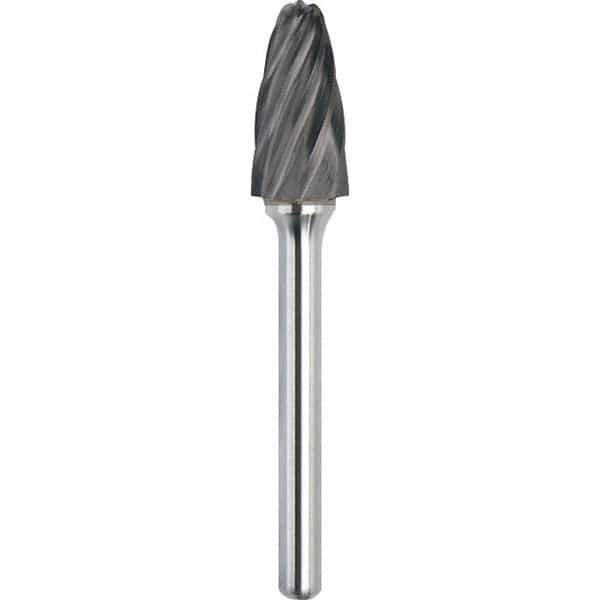 Made in USA - 1/2" Cut Diam, 0.2362" Shank Diam, Cone Head Aluma Cut Burr - Carbide, 28.5mm LOC, 73mm OAL - Top Tool & Supply