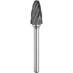 Made in USA - 1/4" Cut Diam, 1/8" Shank Diam, Tree with Radius Head Aluma Cut Burr - Carbide, 1/2" LOC, 2" OAL - Top Tool & Supply