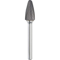 Made in USA - 19mm Cut Diam, 0.2362" Shank Diam, Tree with Radius Head Single Cut Burr - Carbide, 25mm LOC, 70mm OAL - Top Tool & Supply