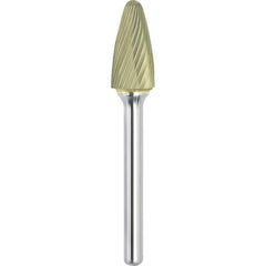 Made in USA - 6.3mm Cut Diam, 0.1181" Shank Diam, Tree with Radius Head Single Cut Burr - Carbide, 12.7mm LOC, 50mm OAL - Top Tool & Supply