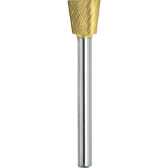 Made in USA - 6.3mm Cut Diam, 0.1181" Shank Diam, Inverted Cone Head Single Cut Burr - Carbide, 6mm LOC, 44mm OAL - Top Tool & Supply