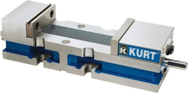 Kurt - 4" Jaw Width, 6" Jaw Opening Capacity, Horizontal Stationary Machine Vise - Manual Operation, 7,500 Lb Capacity, 1 Station, 14.16" Long x 3.4900" High x 1-15/64" Deep, 1.235" Jaw Height, Ductile Iron - Top Tool & Supply