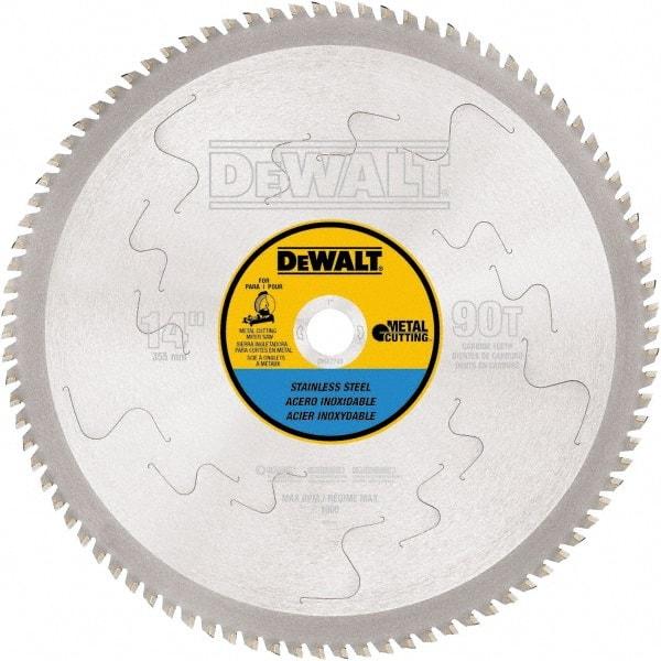 DeWALT - 14" Diam, 1" Arbor Hole Diam, 90 Tooth Wet & Dry Cut Saw Blade - Carbide-Tipped, Standard Round Arbor - Top Tool & Supply